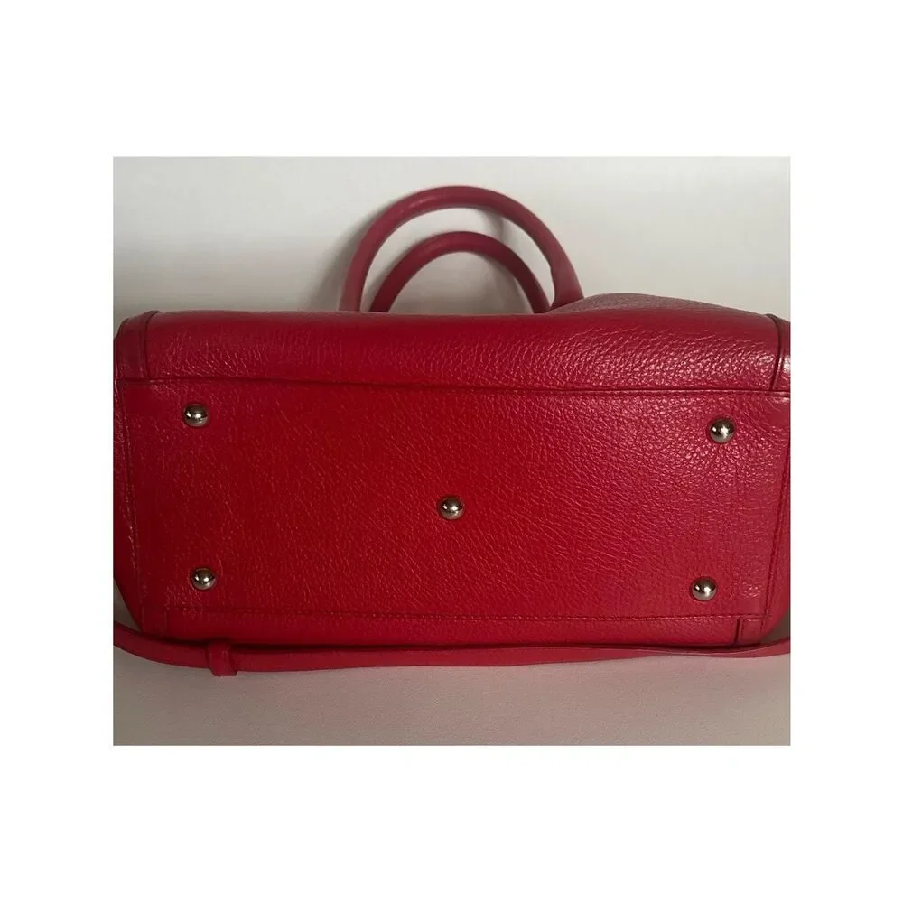 Furla Alice Pebbled Leather Satchel Handbag ~Removable Crossbody Strap in Red